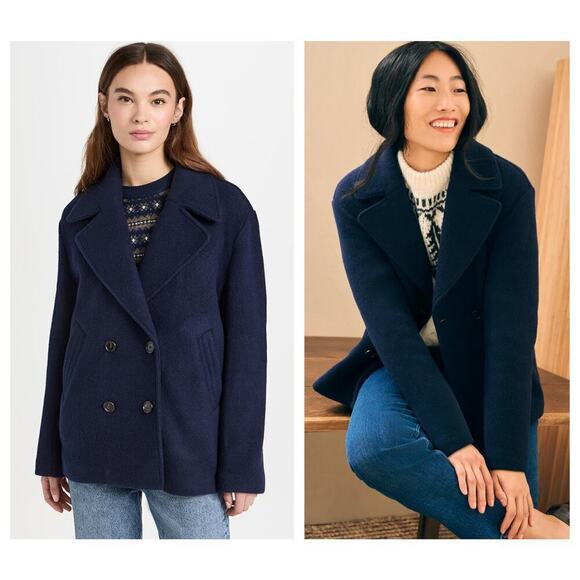 Faherty Jackets & Blazers - Faherty Atlantic Knit Peacoat in Navy Size XS